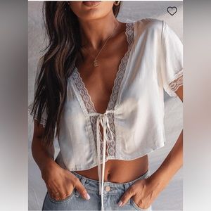 Princess Polly Vintage Tie Top in White 0